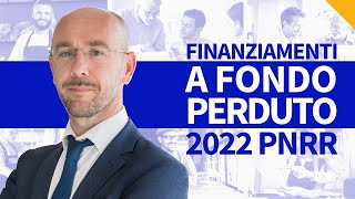 Finanziamenti a fondo perduto 2022 le 3 migliori opportunità del PNRR [upl. by Aeniah624]