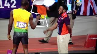 Usain Bolt fistbumps volunteer [upl. by Llerrehs622]