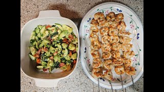 Grilled Baja Style Argentina Red Shrimp with Cucumber and Avocado Salad fyp trending viral sub [upl. by Giustina]