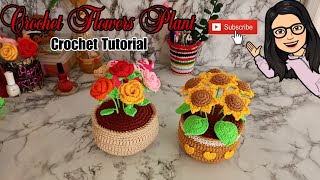 How to Crochet Flowers Plants  Easy crochet plant amp flowers  Tutorial for beginners  Step by Step [upl. by Genia798]