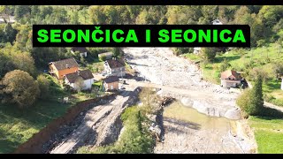 Rijeka Seončica je odnijela mnogo kuća i mezarje groblje u Seonici kod Konjica 4K dron [upl. by Eiramllij]