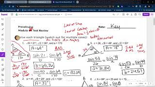 Review law of sines and law of cosines  Module 3A Video 1 [upl. by Kuster]