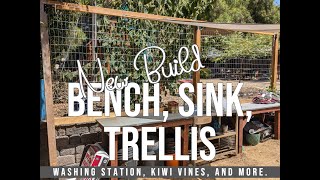 Potting Bench Sink Kiwi Trellis Build  One Structure Three Purposes [upl. by Neeruam]