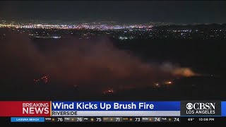 Wind Kicks Up Riverside Brusher As SoCal Edison Cuts Power To Some Customers Out Of Fire Concerns [upl. by Atteirneh]