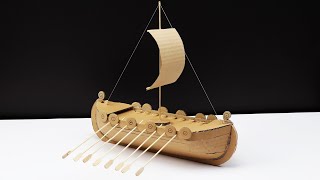 Diy  How To Make Viking Ship From Cardboard At Home [upl. by Estel]