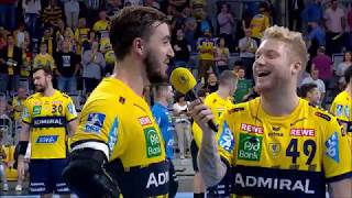 Mads und Jannik im Interview nach dem Sieg im 1 Saisonspiel gegen den TBV Lemgo Lippe [upl. by Akenna972]