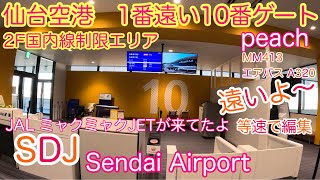 【仙台空港】仙台空港で１番遠い 搭乗口10番 増築エリア「ピア棟」 [upl. by Ehcadroj]