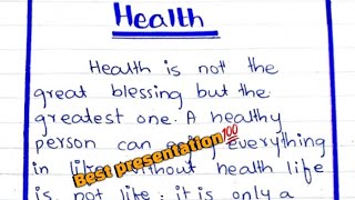 Health essay in english for class 10 with quotations  essay presentation learn4learningofficial [upl. by Strepphon582]