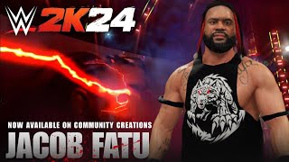 WWE 2K24 JACOB FATU FULL ENTRANCE  NEW WWE 2K24 COMMUNITY CREATIONS [upl. by Stockwell]