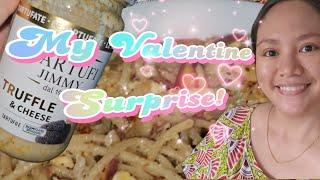 TRUFFLE AND CHEESE PASTA NUTELLA JELLY and HEART STRING POUCH  My Valentines Day Surprise [upl. by Lynnworth774]