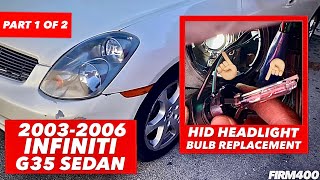 20032006 INFINITI G35 D2S HID HEADLIGHT BULB REPLACEMENT INSTALLATION [upl. by Ley]