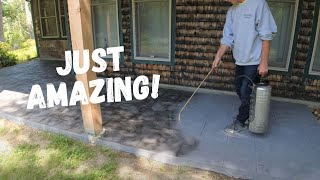 How To Pour and Stamp a Concrete Patio slab  Using Liquid Release [upl. by Garcon132]