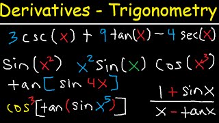 Derivatives of Trigonometric Functions  Product Rule Quotient amp Chain Rule  Calculus Tutorial [upl. by Marjy109]