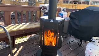 New Product Costco FLAMEPRO wood pellet patio heater initial impressions [upl. by Stander]