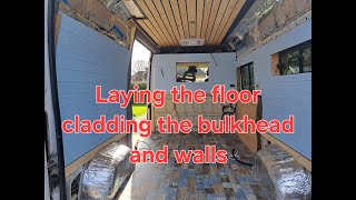 Fiat Ducato MWB campervan conversion part 4 cladding bulkhead laying vinyl floor [upl. by Eeima205]