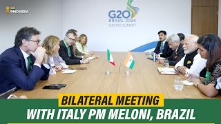 PM Narendra Modi holds bilateral meeting with Italy PM Meloni Brazil [upl. by Margery]