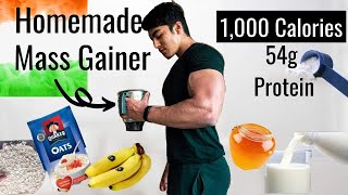 HOMEMADE 1000 Calorie Mass Gainer Shake Recipe for Muscle Building [upl. by Liddie489]