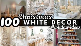 Elegant 🤍 WHITE Christmas Decor Ideas 2024 ❄️ Holiday Tree Wreath Table Theme Decorations [upl. by Akilat]