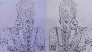 how to draw a girl backside beautiful saree easy drawingpencilsketch [upl. by Arakahs]