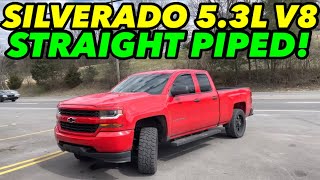 Straight Piped Chevy Silverado 53L V8 w Dual Exhaust [upl. by Siahc]