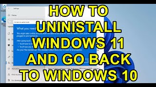 How to Uninstall Windows 11 and go back to Windows 10 [upl. by Rovner811]