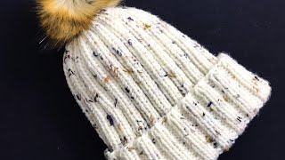 Easy Knit Ribbed Hat For Adult Men and Women How to knit for beginners Knitting for Baby [upl. by Nadnerb]