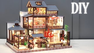 DIY Miniature Dollhouse Kit  Elegant Spring Garden  Jappanese Villa  Relaxing Satisfying Video [upl. by Nessa]