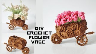 crochet flower vase  merenda vas bunga subtitle [upl. by Haimes]