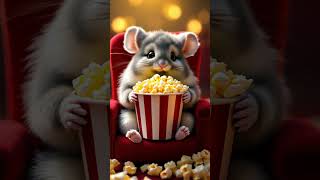 Chubby Chinchilla Enjoys Popcorn in Tiny Movie Theater [upl. by Maag]