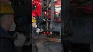 Installation process of leaf spring on large trailer [upl. by Ynnol]