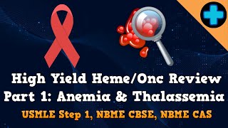 High Yield HemeOnc Review Part 1 Anemia amp Thalassemia Overview USMLE Step 1 NBME CBSE amp CAS [upl. by Ellinger]