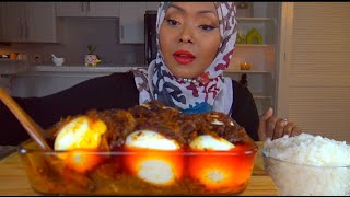 ASMR  SOFT BOILED EGGS IN BLOVES SAUCE W RICE  اكل بيض مسلوق نص استواء مع الصوص والرز [upl. by Amble]