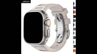 URVOI Strap for Apple Watch Ultra Series 9 876 Deployment buckle Silicone band for iWatch wristband [upl. by Aleinad]