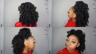 FLEXI ROD SET ON BLOW DRIED NATURAL HAIR  HALF UP HALF DOWN [upl. by Drawe445]