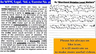 80 WPM Shorthand Dictation Legal Volume 2 Transcription No 41 [upl. by Saqaw]