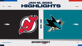 NHL Highlights  Devils vs Sharks  January 16 2023 [upl. by Yekim]