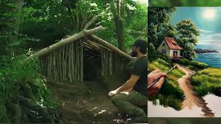 Building Viking shelter DIY Wood  Decor home  Plastic house  Live in forest  Survival  Camping [upl. by Nomannic467]