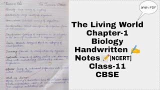 Biology Chapter1 The Living World Class11 Best Handwritten NotesPDF NCERT [upl. by Loeb]