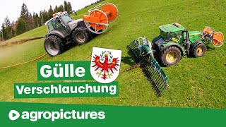 Gülle verschlauchen am Hang und in der Ebene  Lohnunternehmen Schernthaner aus Tirol [upl. by Fougere]