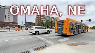 Omaha Nebraska  Virtual Driving Tour of Downtown Omaha USA  4K UHD [upl. by Adieren]