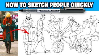 Sketching People Quickly  Loose Ink Pen Technique [upl. by Eisus]