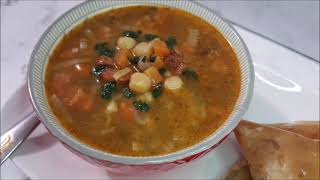 Soupe aux pois chiche poireaux et chorizo [upl. by Atoel]