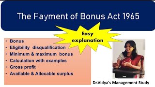 Payment of Bonus Act 1965 l with latest amendments l calculation of bonus for BComMBABBANETSET [upl. by Afra152]