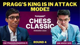 GM Praggnanandhaa R vS GM Anish Giri  GCT Superbet Romania Chess Classic 2024  Round 4 [upl. by Sorcim]