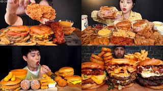 ASMR Cheeseburger Mukbang Compilation  Fast Food ASMR  Satisfying sounds [upl. by Nidnarb]