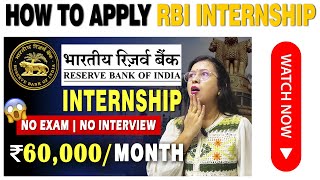 RBI Free Internships for Students  RBI Summer Internship  For Fresher Graduate amp Post Graduate [upl. by Nyrol]