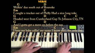 Wagon Wheel  Piano Cover Lesson in G with ChordsLyrics [upl. by Yeffej]