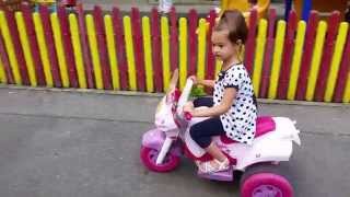 Outdoor playground Kids driving cars and motorcycles [upl. by Ruskin]