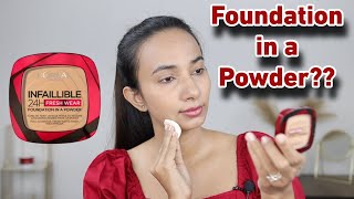 LOreal Paris Infallible 24H Fresh Wear Foundation in a Powder Review and Demo [upl. by Gosser118]