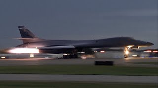 EAA AirVenture 2018  B1B Lancer AFTERBURNER Nighttime Departure [upl. by Press]